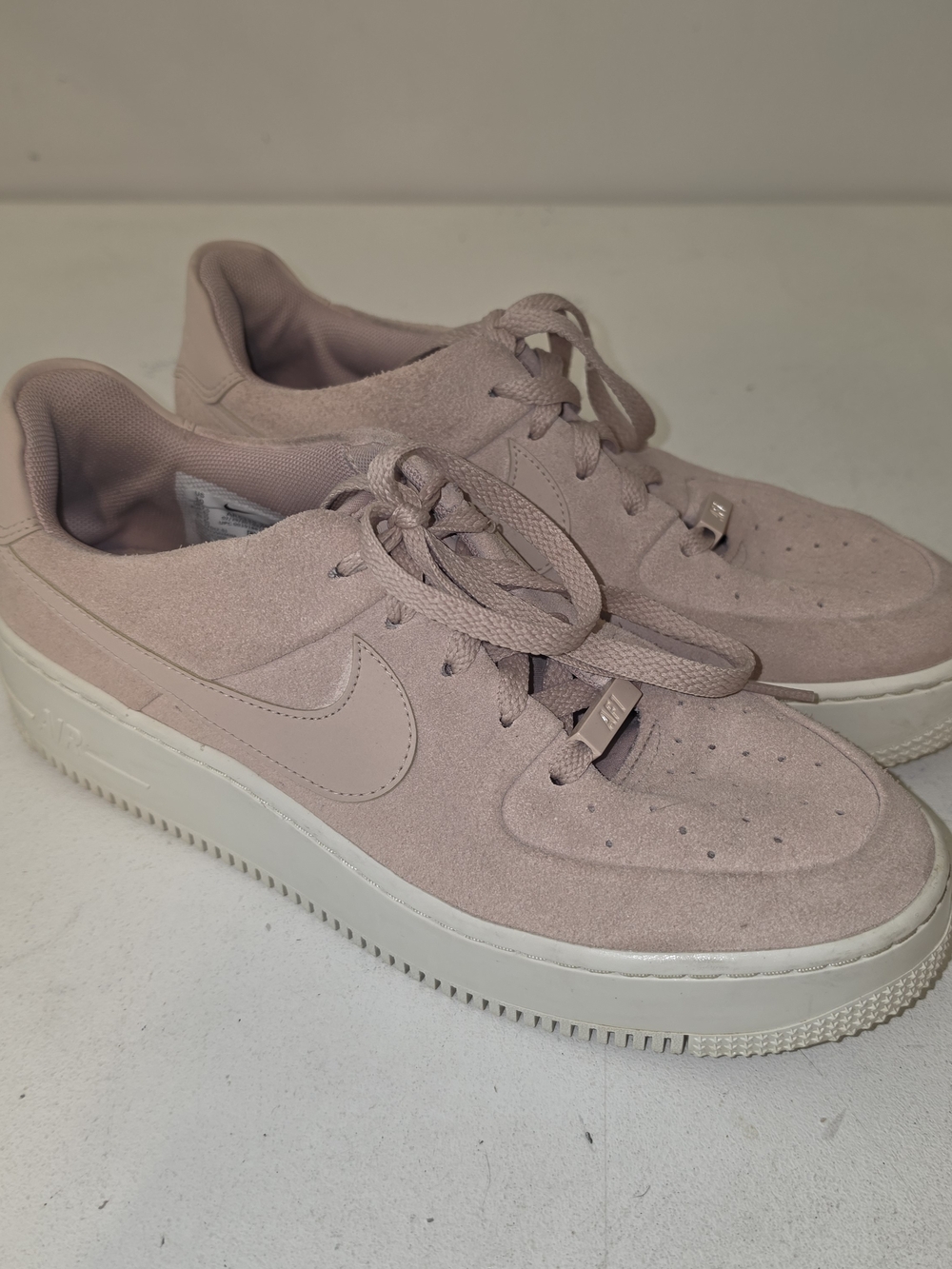 Nike Women’s Suede Platform Sneakers in Light Pink and Cream